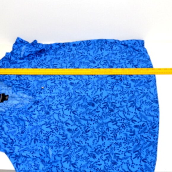 Liz Claiborne Career Women’s Blue Floral Neck Ruffles Short Sleeve V-Neck Top XL - Picture 6 of 9